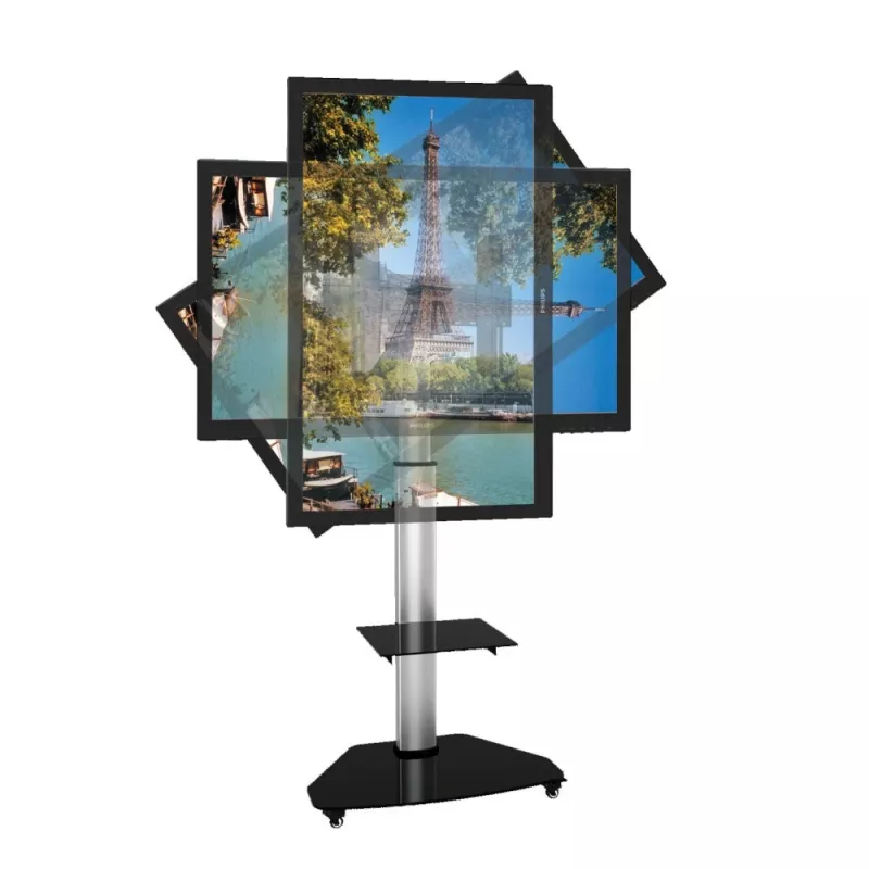 Techly podlahový stojan s odkladacím vozíkom TV LCD/LED/plazma 37-70 palcov strieborný