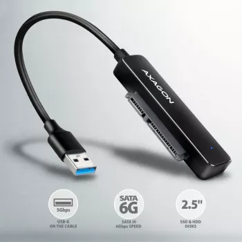 Axagon ADSA-FP2A rozširujúca karta USB 3.2 Gen 1 SATA konektor samec čierna