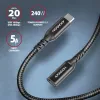 Axagon BUCM32-CF10AB SPEED+ USB-C USB 20Gbps predlžovací kábel 1 m
