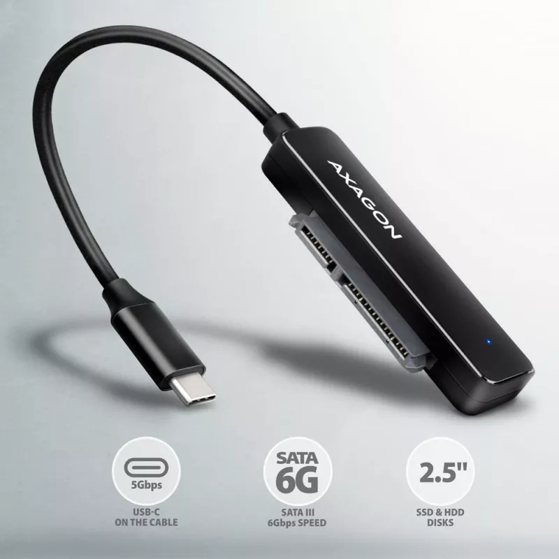 Axagon ADSA-FP2C USB-C 5Gbps - SATA 6G, 2.5 SSD/HDD SLIM adaptér - adaptér - digitálne/dátové rozširujúce karty/adaptéry