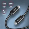 Axagon BUCM2-CM30AB dátový a nabíjací kábel USB 480Mbps 3 m. PD 240W, 5A. čierny pletený