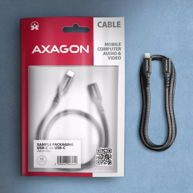 Axagon BUCM32-CF05AB SPEED+ USB-C USB 20Gbps predlžovací kábel 0,5 m