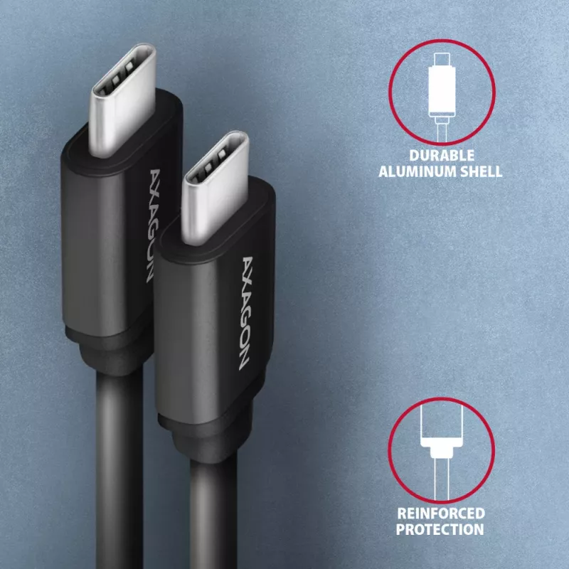 USB kábel Axagon BUCM-CM20TB 1,1m PD 60W 3A čierny