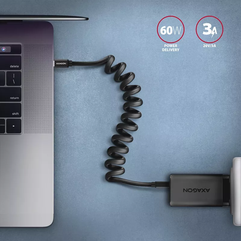 USB kábel Axagon BUCM-CM20TB 1,1m PD 60W 3A čierny