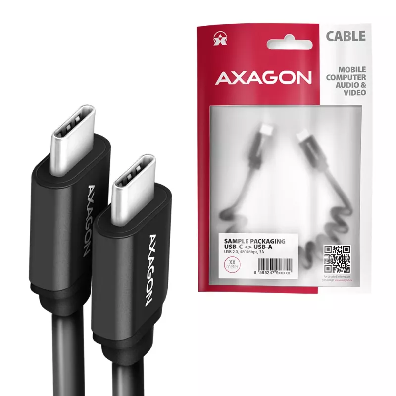 USB kábel Axagon BUCM-CM20TB 1,1m PD 60W 3A čierny