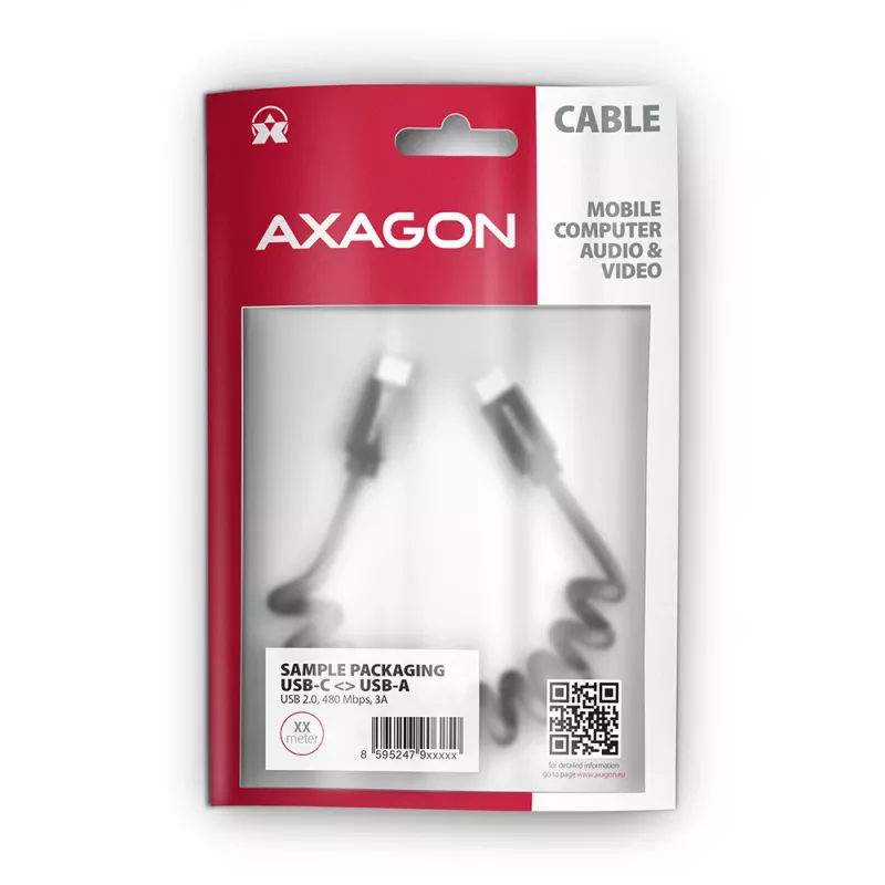 USB kábel Axagon BUCM-CM20TB 1,1m PD 60W 3A čierny