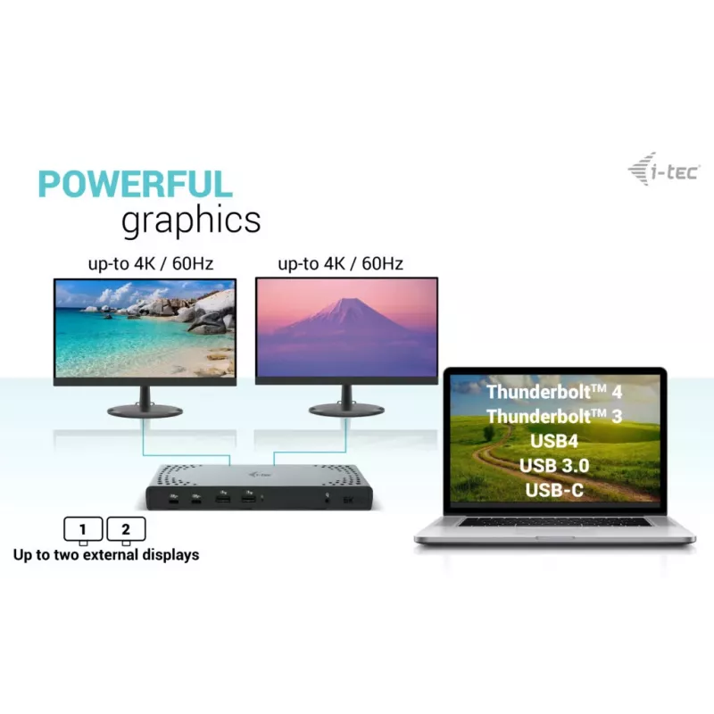 i-tec USB 3.0 / USB-C / Thunderbolt 3 Dual Display dokovacia stanica Gen2 + Power Delivery 100W