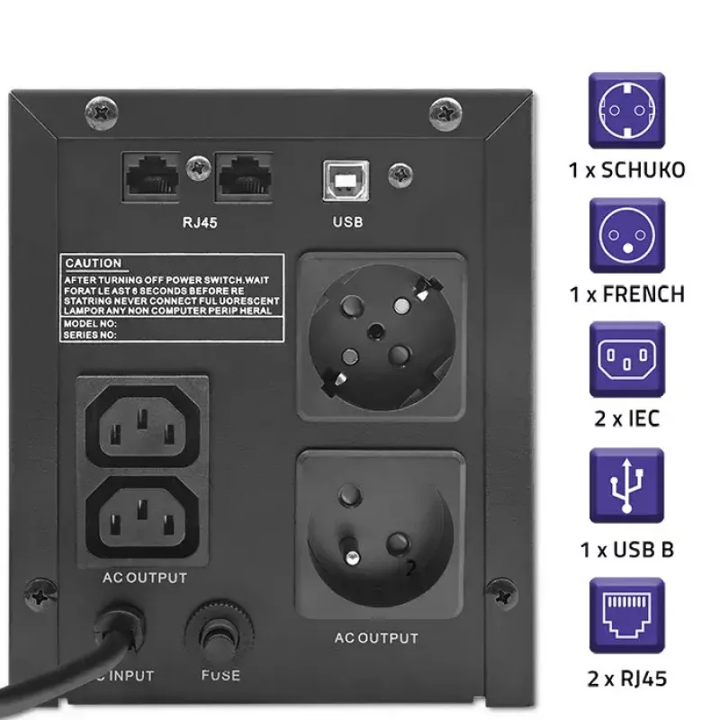 Záložný zdroj Qoltec 53771 2 kVA 1200 W 2 AC výstupy