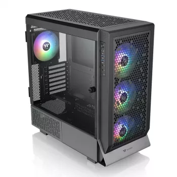 PC skriňa THERMALTAKE Ceres 500 TG ARGB Midi Tower čierna — temperované sklo, EATX, 3x140mm predné, USB-C