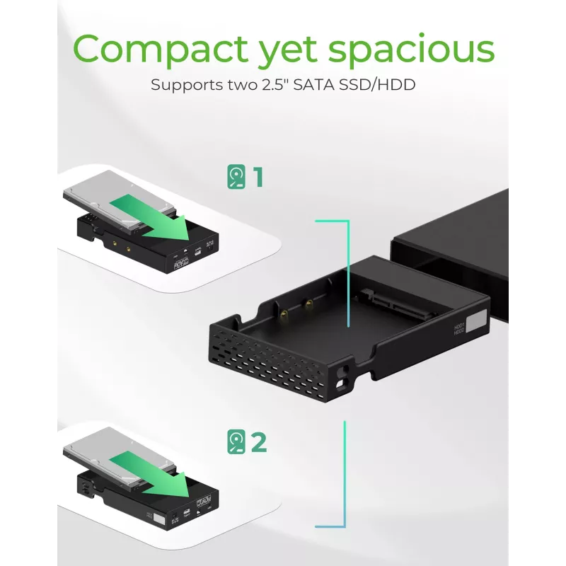 ICY BOX RAID puzdro pre 2x HDD/SSD USB 3.2 Gen 2 Type-C® / Type-A rozhranie