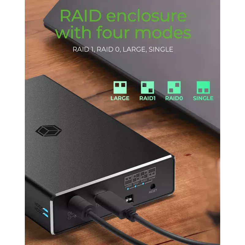 ICY BOX RAID puzdro pre 2x HDD/SSD USB 3.2 Gen 2 Type-C® / Type-A rozhranie