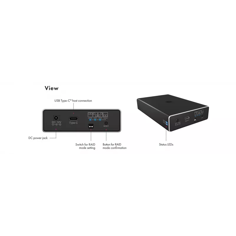 ICY BOX RAID puzdro pre 2x HDD/SSD USB 3.2 Gen 2 Type-C® / Type-A rozhranie