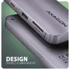 Axagon HMC-6GM2 USB 10Gbps hub USB-A USB-C HDMI M.2 SD/mSD PD 100W USB-C káblový USB 3.2 Gen 2 (3.1 Gen 2) Type-C sivý