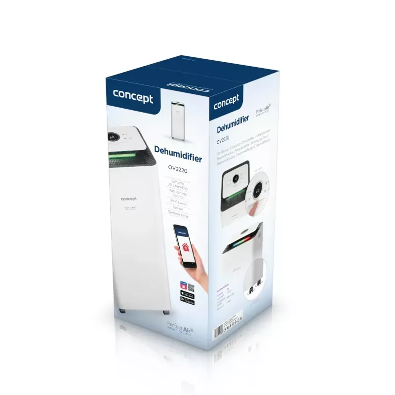 Odvlhčovač vzduchu Concept Solution OV2220 — nádrž 3,5 l, 2 rýchlosti, 320 W, 45 dB, biela