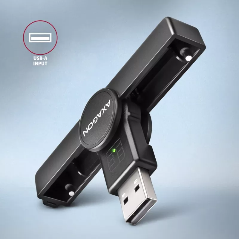 Axagon CRE-SMPA USB-A Smart / ID card PocketReader, USB 2.0, čierny, 13 g