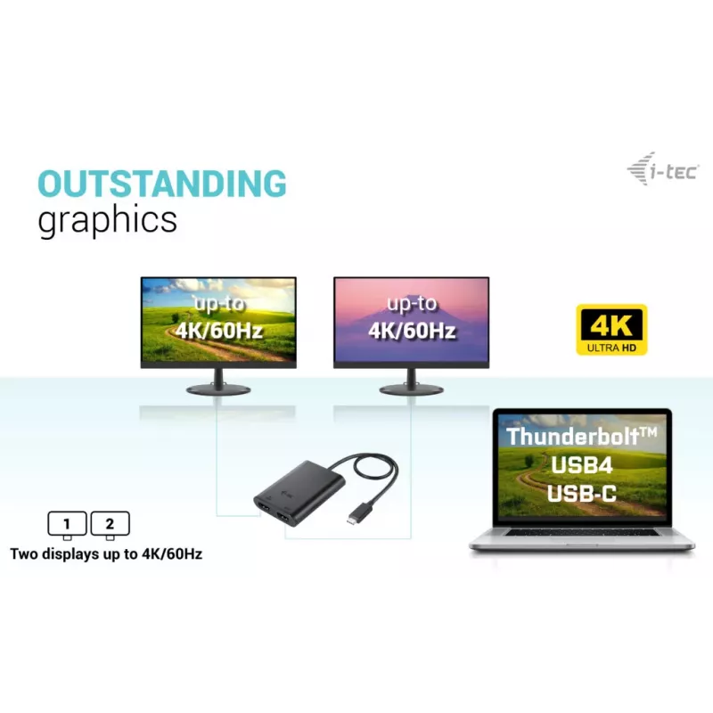 i-tec USB-C Dual 4K/60Hz (Single 8K/30Hz) HDMI video adaptér