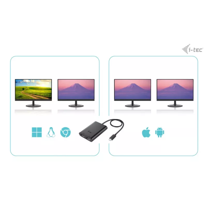 i-tec USB-C Dual 4K DisplayPort video adaptér