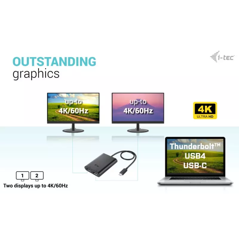 i-tec USB-C Dual 4K DisplayPort video adaptér