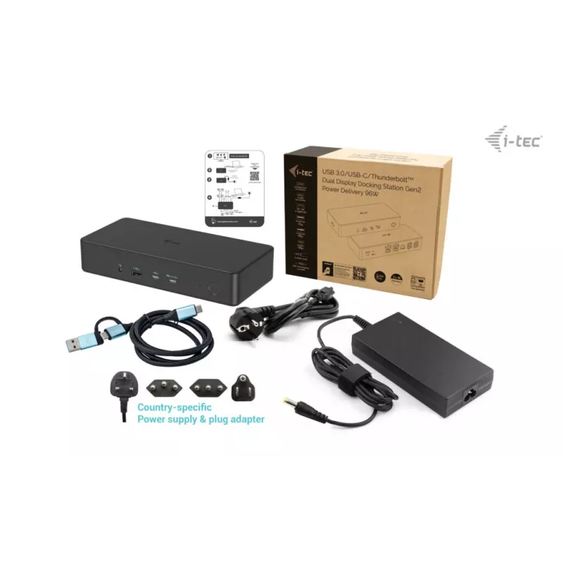 i-tec USB 3.0 / USB-C / Thunderbolt 3 Professional Dual 4K Display dokovacia stanica Generation 2 + Power Delivery 100W