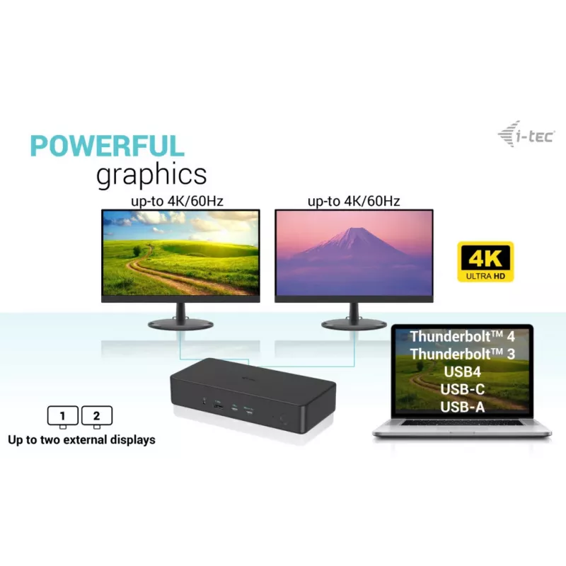i-tec USB 3.0 / USB-C / Thunderbolt 3 Professional Dual 4K Display dokovacia stanica Generation 2 + Power Delivery 100W