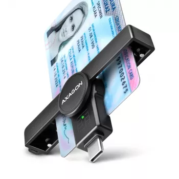 Axagon CRE-SMPC USB-C čítačka smart kariet a občianskych preukazov PocketReader čítačka smart kariet interiérová USB Type-C čierna