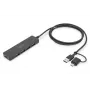 DIGITUS USB 3.0 hub 4-portový Slimline s USB-C adaptérom 5Gbps 1m kábel