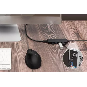 DIGITUS USB 3.0 hub 4-portový Slimline s USB-C adaptérom 5Gbps 1m kábel