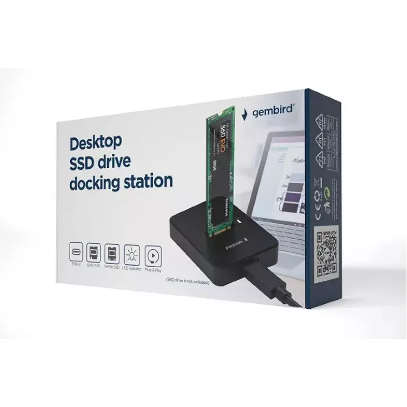 Gembird DD-U3M2 - dokovacia stanica pre SSD - M.2 - M.2 Card (PCIe NVMe & SATA) - USB 3,2 (Gen 2) - čierna (DD-U3M2)