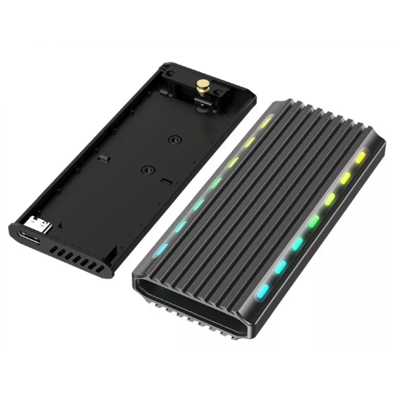GEMBIRD EE2280-U3C-03 externý box na SSD M.2 NVMe/SATA, USB 3.1 Gen 2 (10 Gbit/s), USB Type-C, RGB, hliník