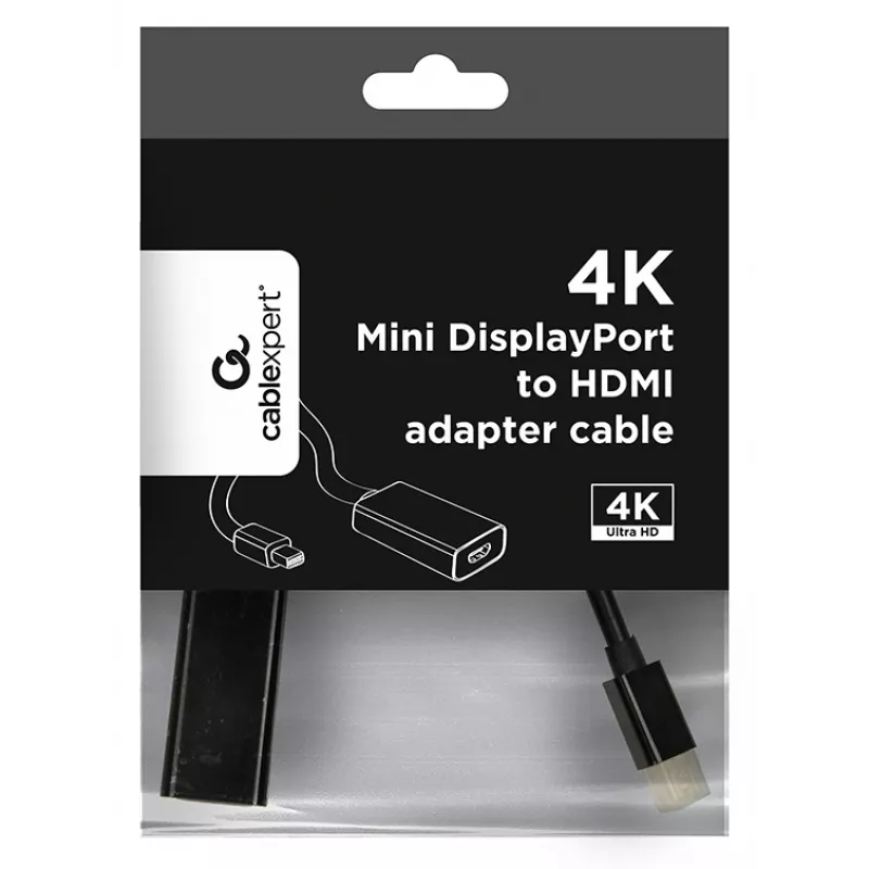 Kábel Mini DisplayPort na HDMI Gembird A-MDPM-HDMIF4K-01 0,15 m, 4K, čierny