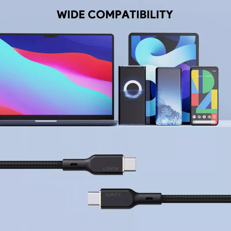 USB kábel AUKEY CB-KCC102 1,8 m USB-C čierny 0,48 Gbit/s