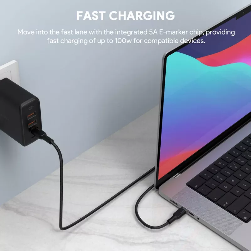 USB kábel AUKEY CB-KCC102 1,8 m USB-C čierny 0,48 Gbit/s