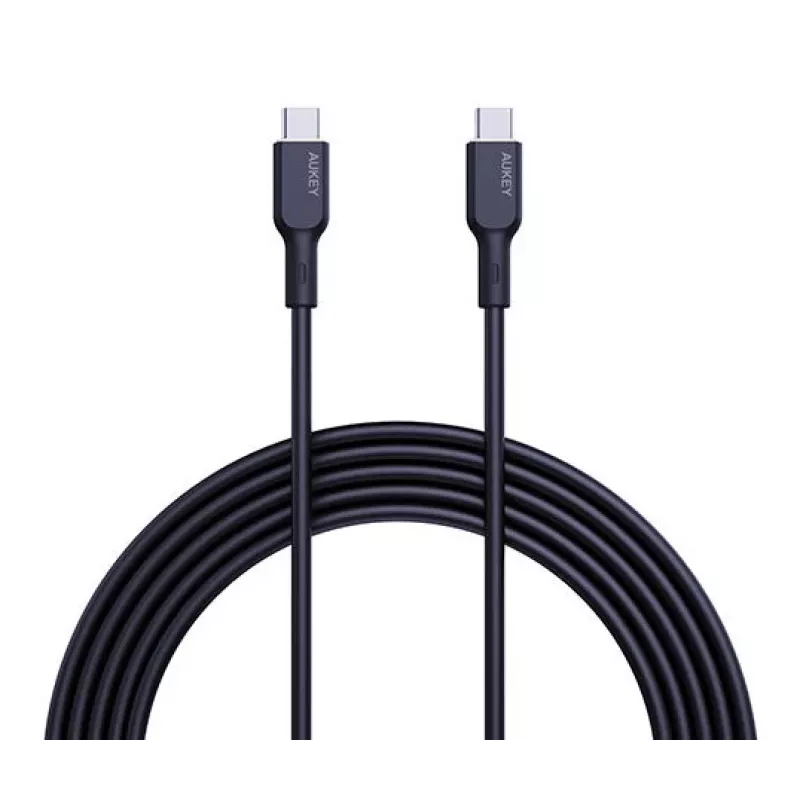 AUKEY USB nabíjací kábel - 1x USB Type-C na 1x USB Type-C - PD 100W 5A - 1,8m čierny (silikón)