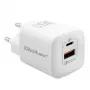 QOLTEC Nabíjačka 50763 — interiérová AC rýchla nabíjačka 35W, USB-C PD 3.0 + USB-A, 5–20V, biela