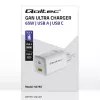 Qoltec 50765 nabíjačka GaN ULTRA 65 W, 1× USB-C PD + 1× USB-A QC 3.0, 5–20 V, pre 2 zariadenia, biela