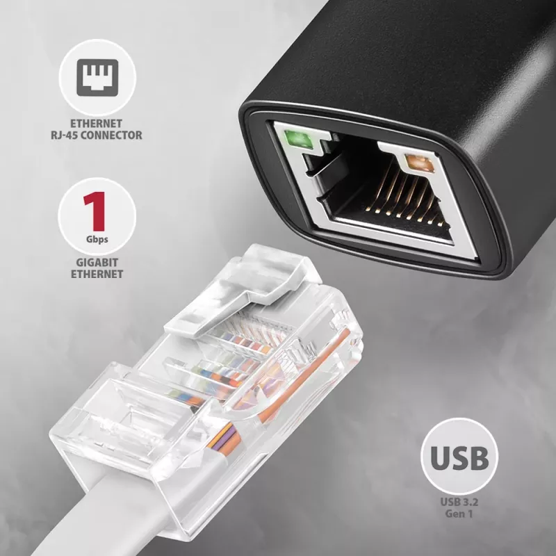 Axagon ADE-AR USB-A 3.2 Gen 1 - Gigabit Ethernet adaptér, Realtek 8153