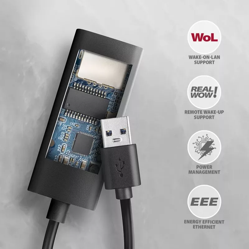 Axagon ADE-AR USB-A 3.2 Gen 1 - Gigabit Ethernet adaptér, Realtek 8153