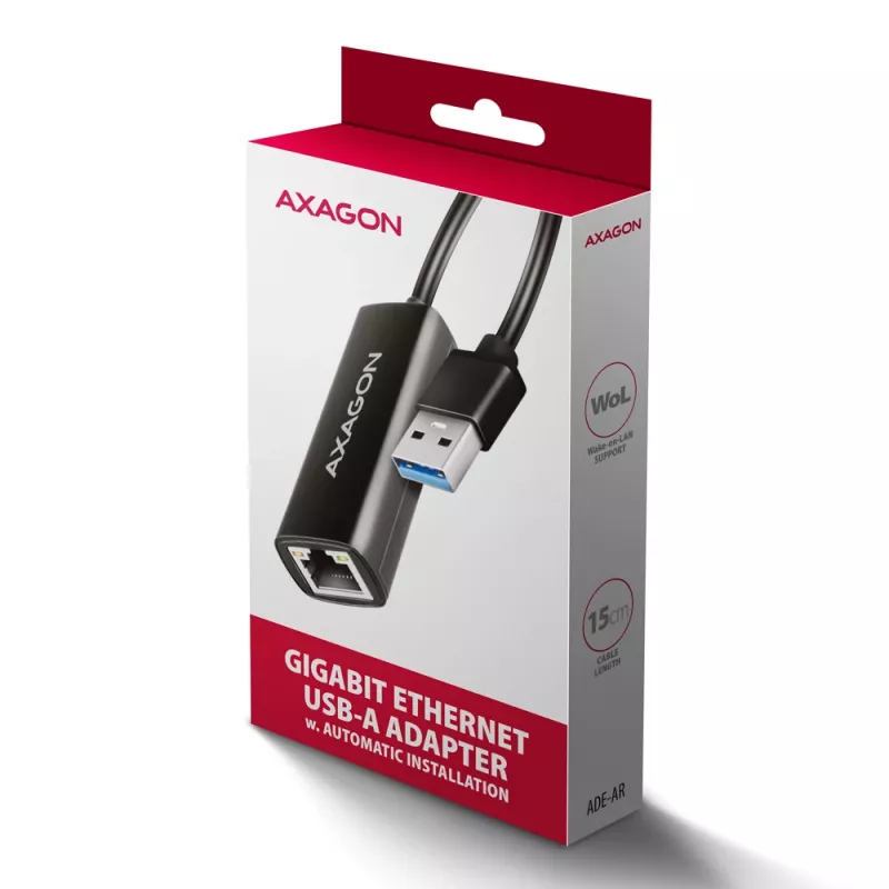 Axagon ADE-AR USB-A 3.2 Gen 1 - Gigabit Ethernet adaptér, Realtek 8153