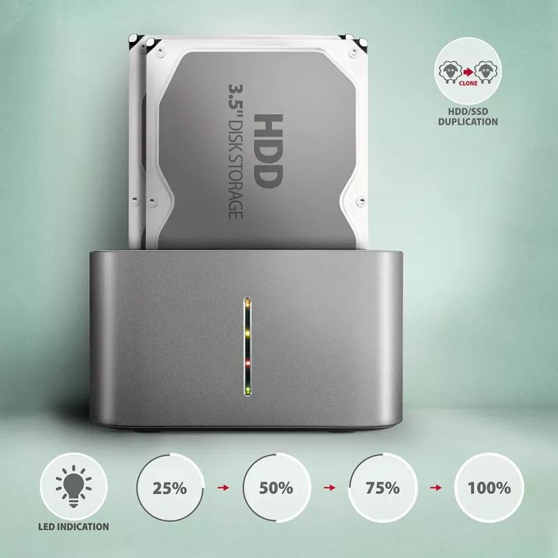 Axagon ADSA-DC SuperSpeed USB DUAL 2.5 palca/3.5 palca HDD/SSD DUAL dok