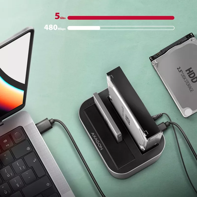 Axagon ADSA-DC SuperSpeed USB DUAL 2.5 palca/3.5 palca HDD/SSD DUAL dok