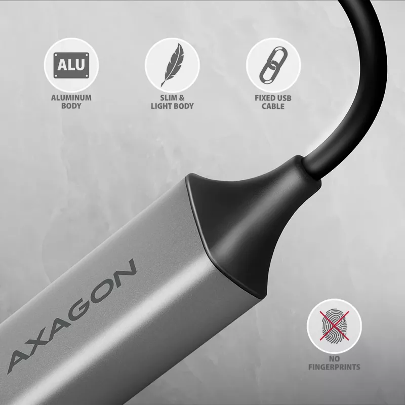 Axagon ADE-TXCA USB-C + USB-A 3.2 Gen 1 - Gigabit Ethernet adaptér, Asix AX88179