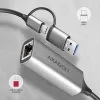 Axagon ADE-TXCA USB-C + USB-A 3.2 Gen 1 - Gigabit Ethernet adaptér, Asix AX88179
