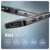 Axagon HMC-5H8K USB 5Gbps hub 2x USB-A USB-C HDMI 8k/30Hz PD 100W kábel USB-C káblový USB 3.2 Gen 1 (3.1 Gen 1) Type-C sivý