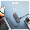 Axagon HMC-5H8K USB 5Gbps hub 2x USB-A USB-C HDMI 8k/30Hz PD 100W kábel USB-C káblový USB 3.2 Gen 1 (3.1 Gen 1) Type-C sivý