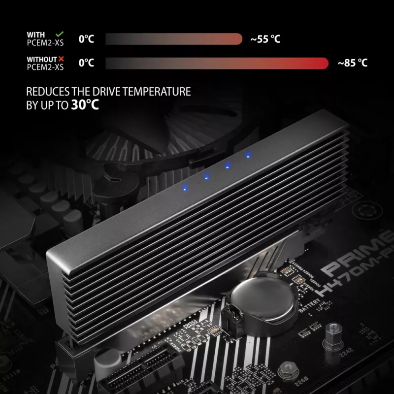Axagon PCEM2-XS PCIe x16 - M.2 NVMe M-Key adaptér, s pasívnym hliníkovým chladičom