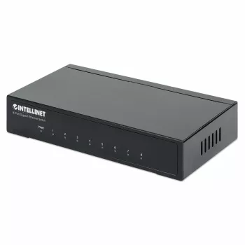Intellinet 8-portový Gigabit Ethernet switch, veľkosť na stôl, kovové puzdro, IEEE 802.3az (Energy Efficient Ethernet)