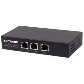 Intellinet 2-portový Gigabit High-Power PoE+ extender repeater, IEEE 802.3at/af Power over Ethernet (PoE+/PoE), kovový
