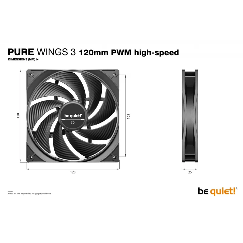 be quiet! Pure Wings 3 120mm PWM High-Speed skriňový ventilátor 12 cm čierny 1 ks
