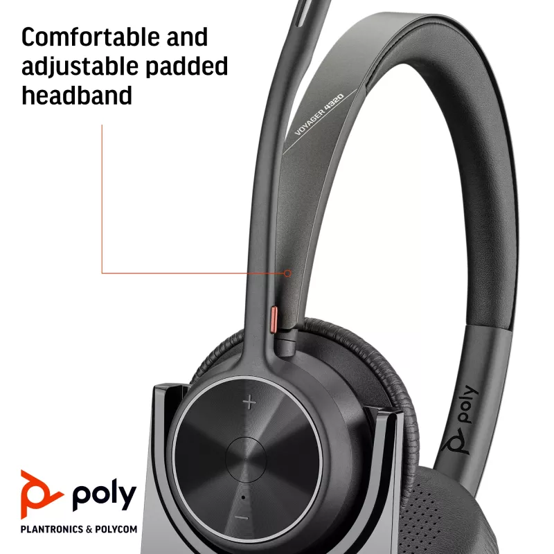 HP Poly Voyager 4320 UC stereo USB-A headset +BT700 USB-A adaptér +nabíjacia stanica