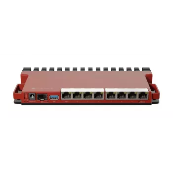 Káblový router MikroTik L009UiGS-RM — 8x RJ-45, 2,5 Gigabit Ethernet, 1x SFP, 1x USB, 800 MHz CPU, 512 MB RAM, červený
